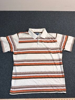 Old College Inn Men's Striped Short Sleeve Cotton Polo Shirt Size Large